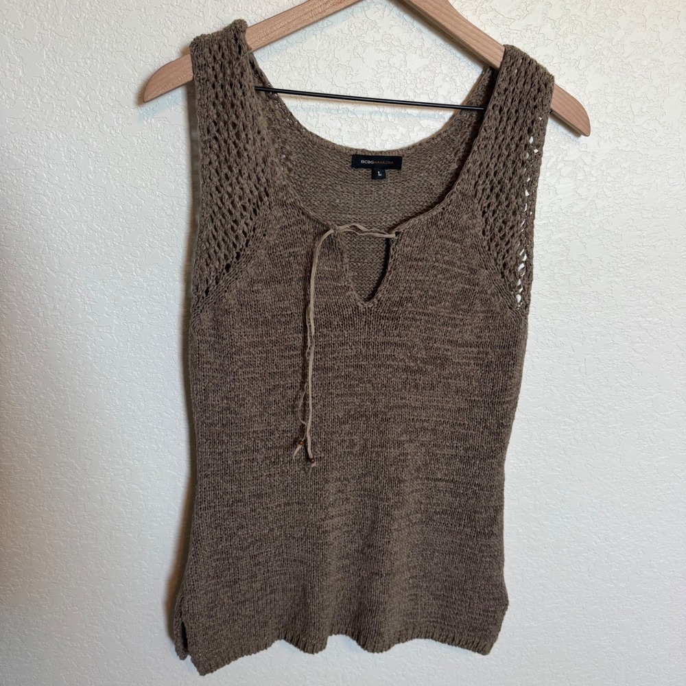 Cottagecore Fairycore BCBG Max Azria Knit Tank Top Large Brown